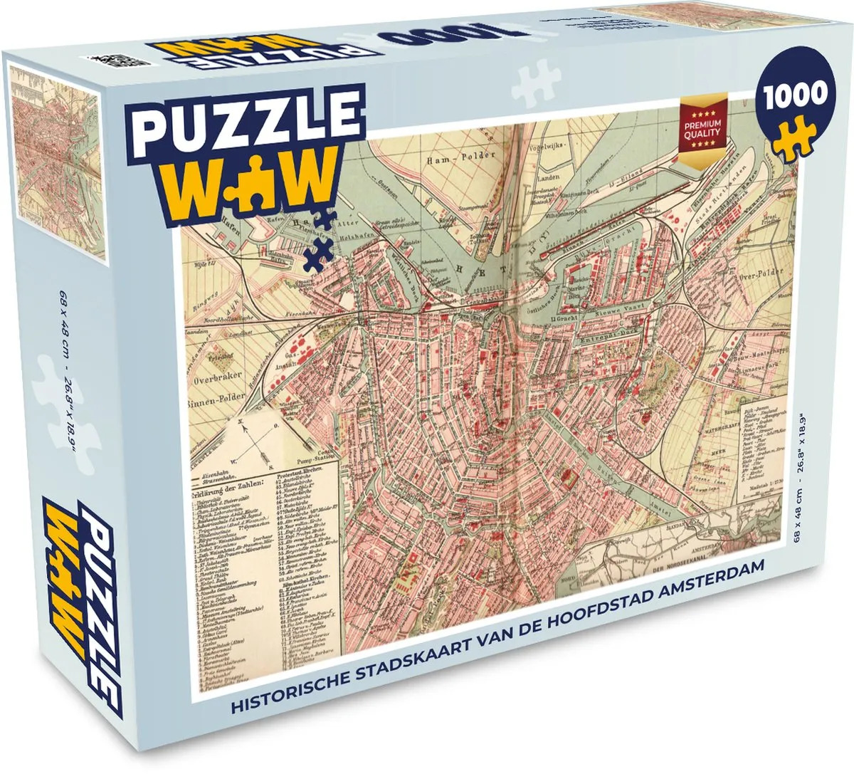 PuzzleWow Amsterdam Vintage Legpuzzel 1000 Stuks - Multicolor
