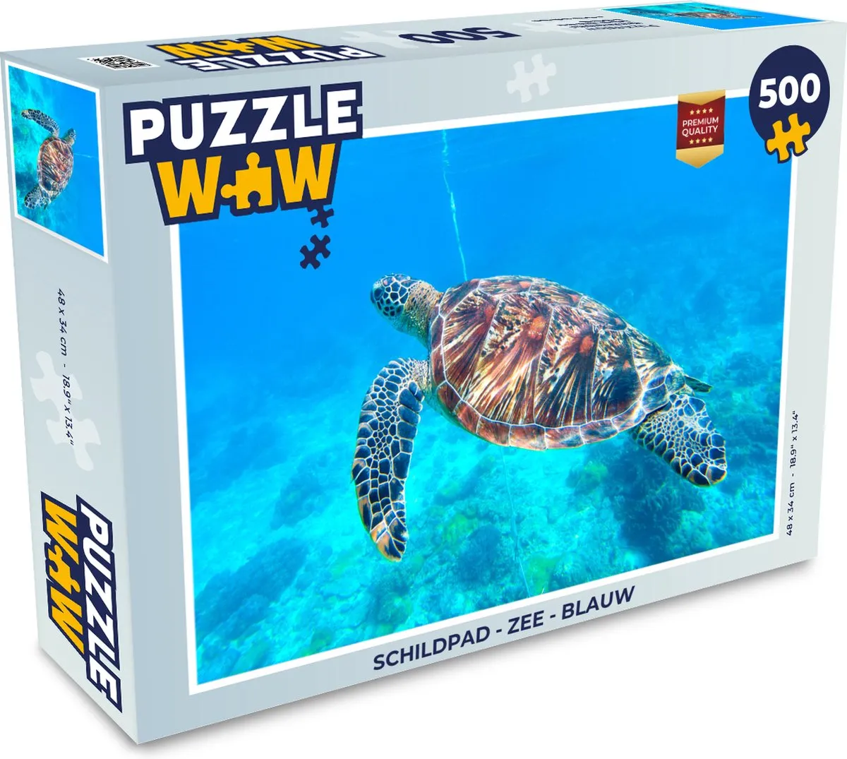 PuzzleWow Schildpad Zee Legpuzzel 500 Stuks - Multicolor
