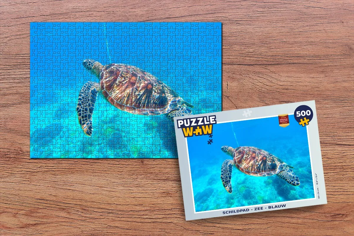 PuzzleWow Schildpad Zee Legpuzzel 500 Stuks - Multicolor