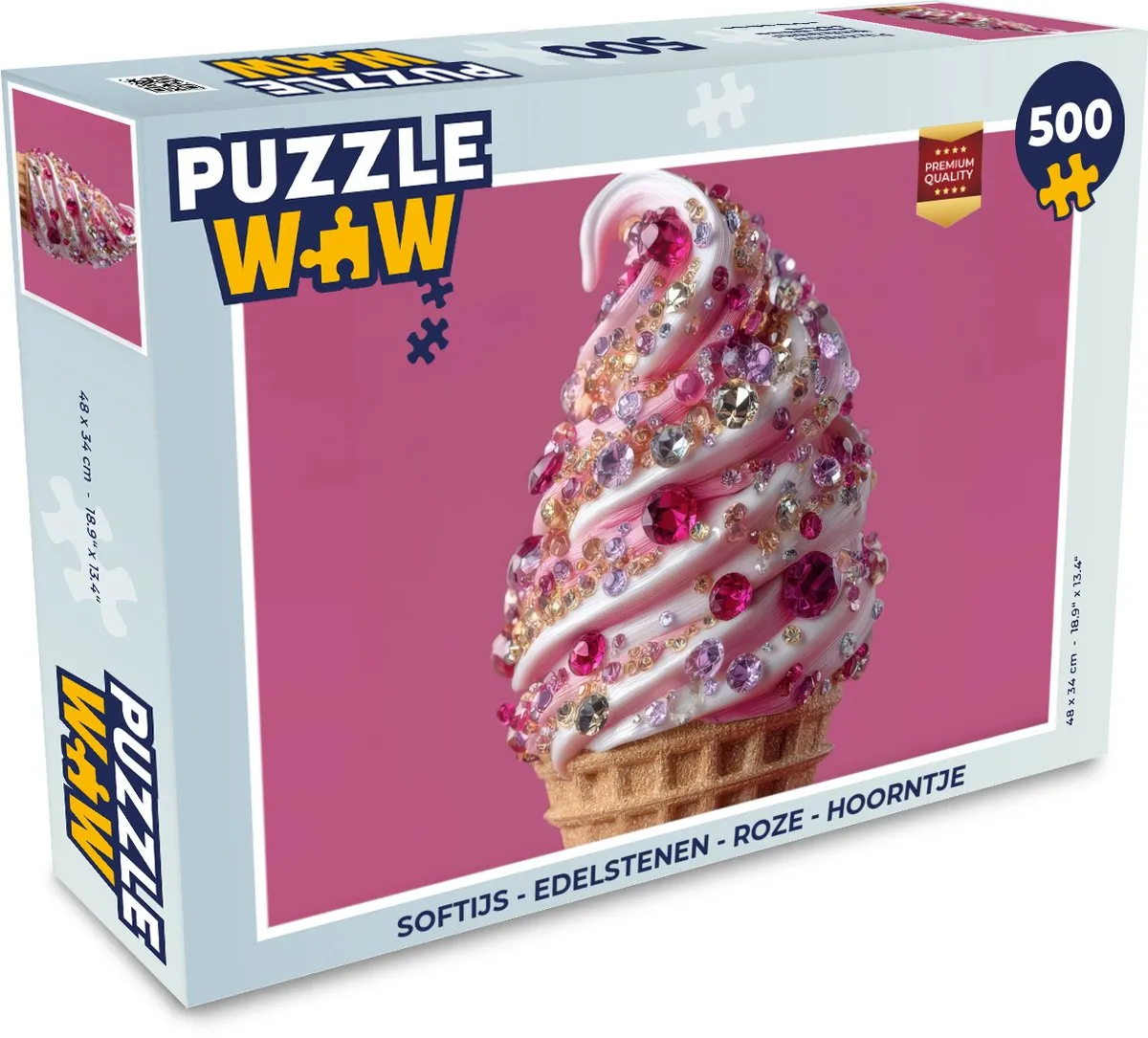 PuzzleWow Softijs Edelstenen Legpuzzel 500 Stuks - Roze