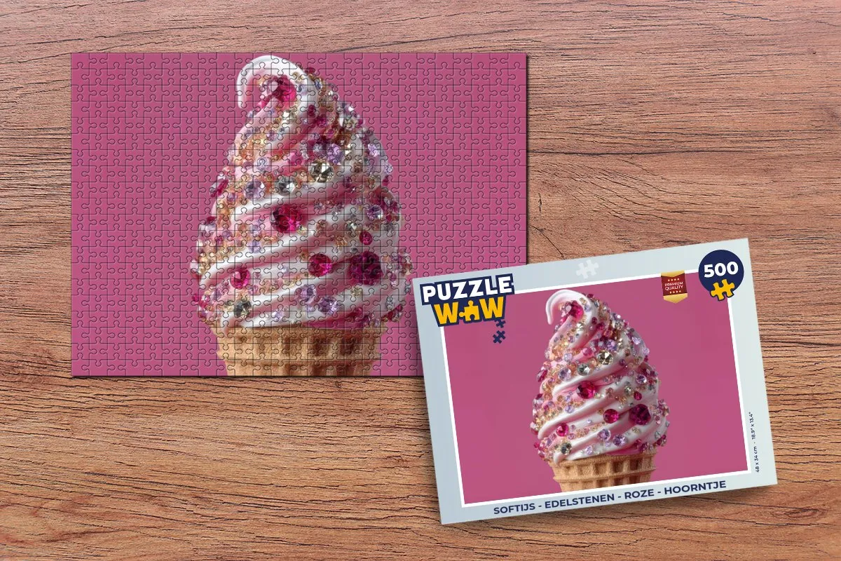 PuzzleWow Softijs Edelstenen Legpuzzel 500 Stuks - Roze