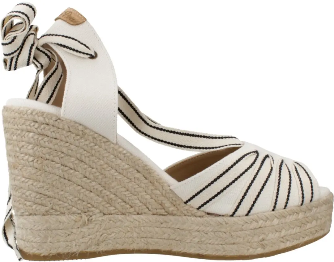 Espadrille voor dames met hoge sleehak en linten