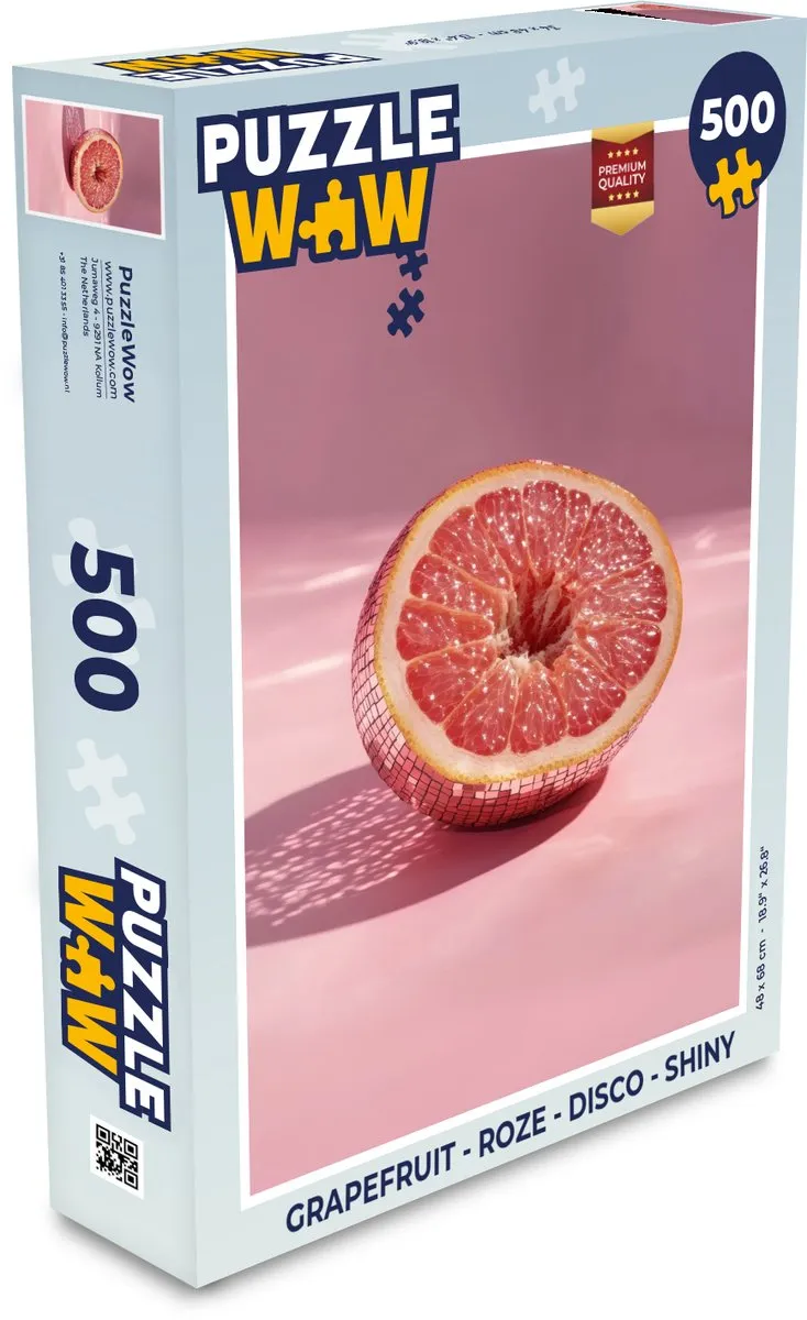 PuzzleWow Grapefruit Legpuzzel 500 Stuks - Roze Disco