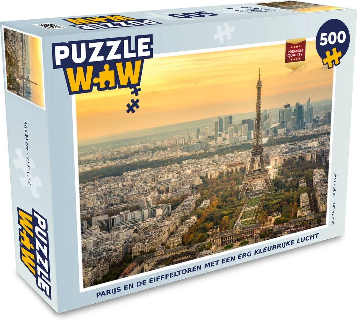 PuzzleWow Parijs en de Eiffeltoren Legpuzzel 500 Stuks - Multicolor
