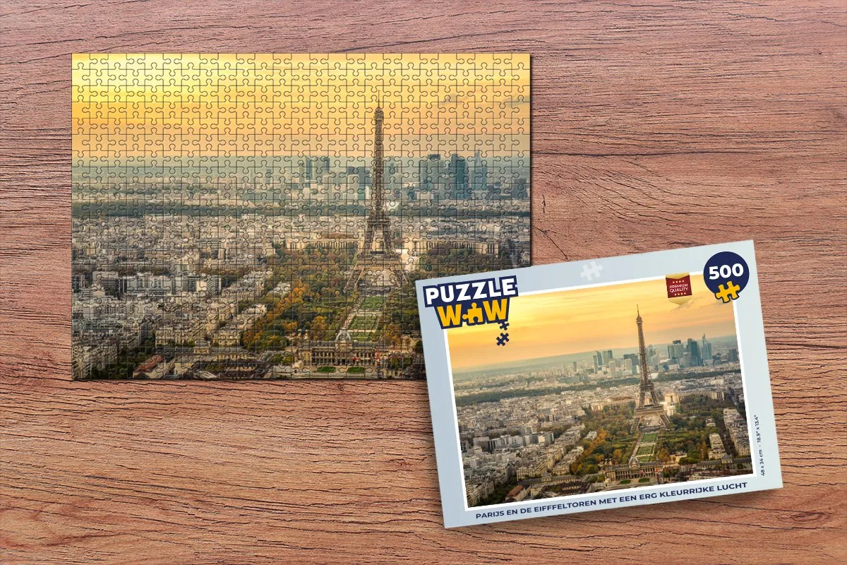PuzzleWow Parijs en de Eiffeltoren Legpuzzel 500 Stuks - Multicolor