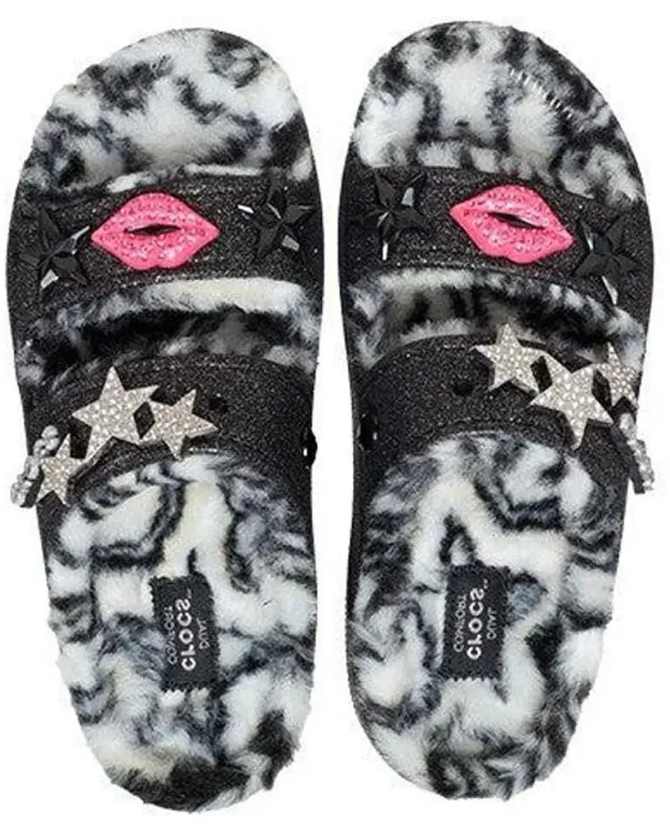 Crocs Classic Cozzzy Disco Glitter Sandalen Zwart/Multi Maat 38/39 US M6/W8
