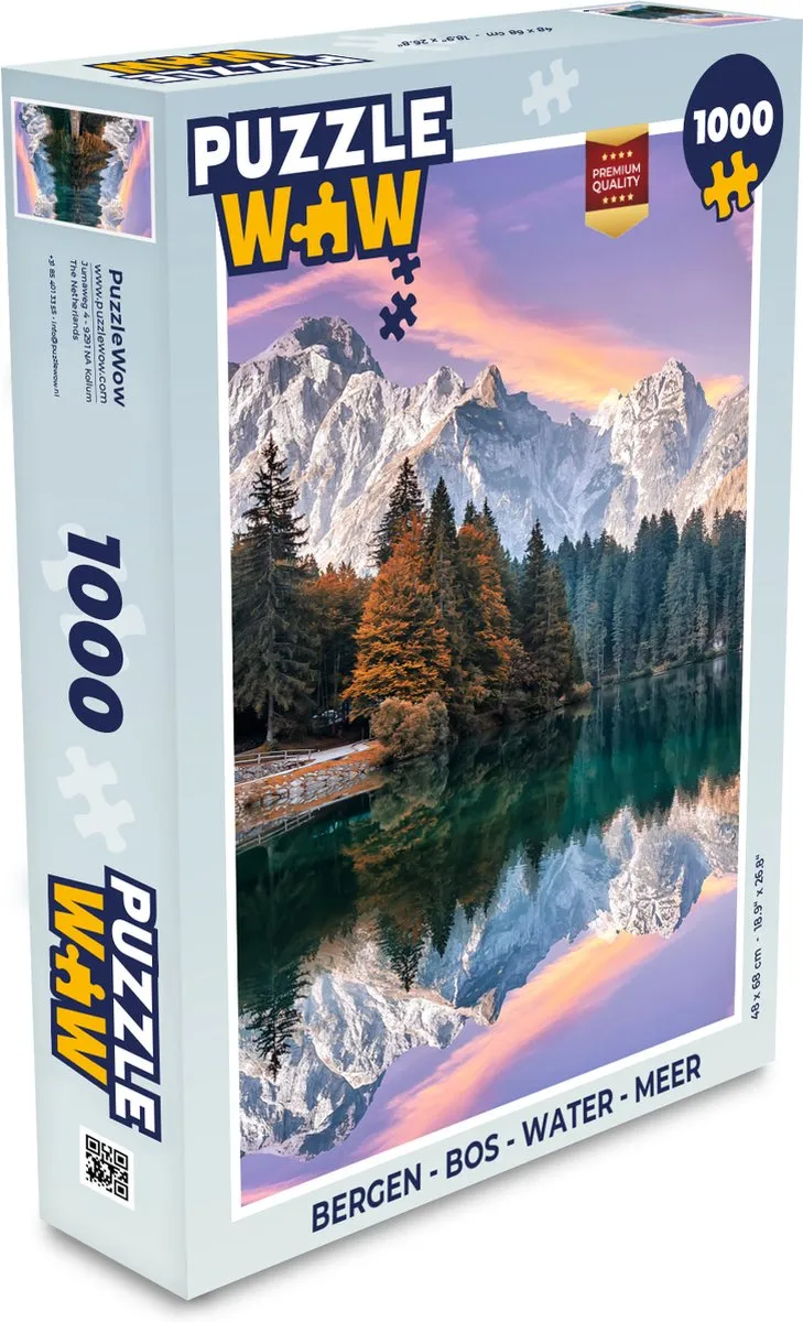PuzzleWow Bergen Bos Water Lucht Legpuzzel 1000 Stuks - Multicolor
