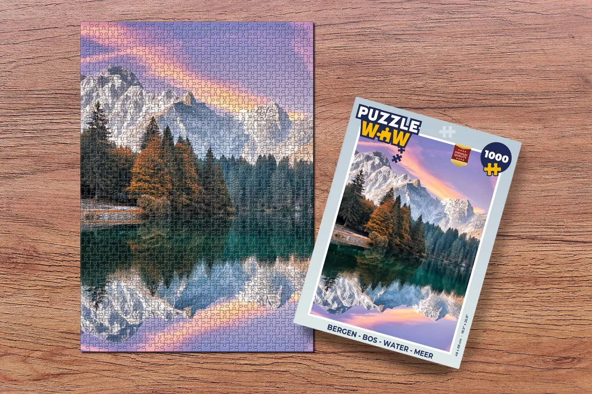 PuzzleWow Bergen Bos Water Lucht Legpuzzel 1000 Stuks - Multicolor