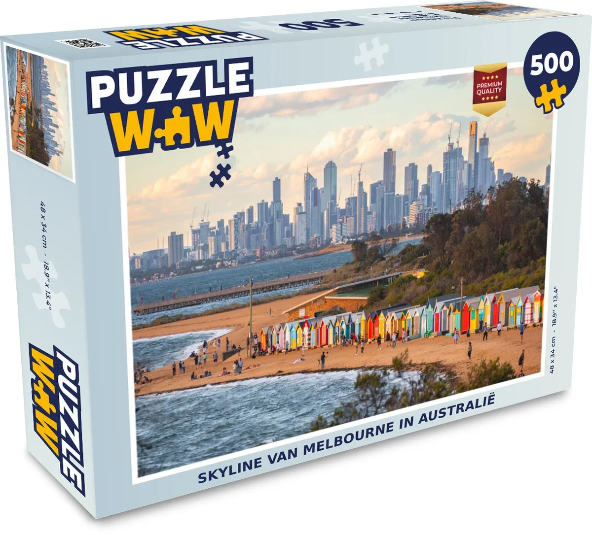 PuzzleWow Skyline Melbourne Legpuzzel 500 Stuks - Multicolor