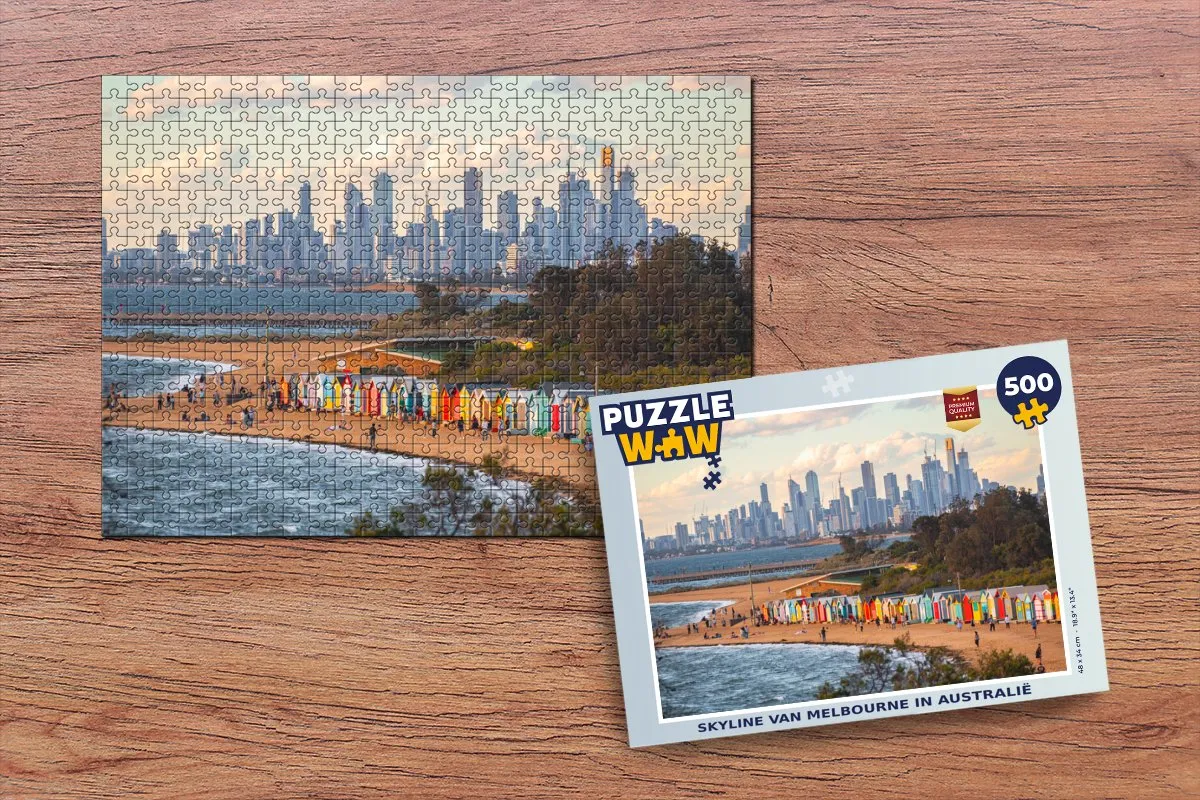 PuzzleWow Skyline Melbourne Legpuzzel 500 Stuks - Multicolor