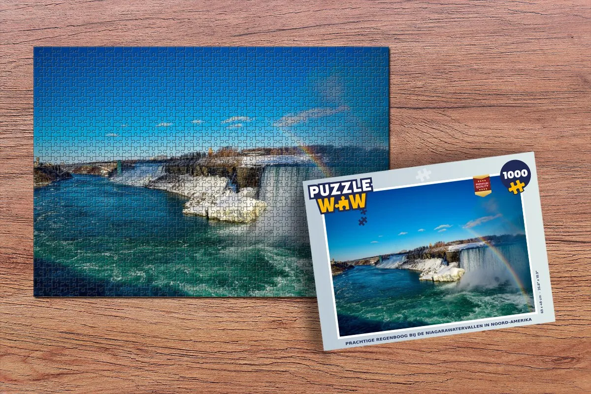 PuzzleWow Regenboog Niagarawaterval Legpuzzel 1000 Stuks - Multicolor