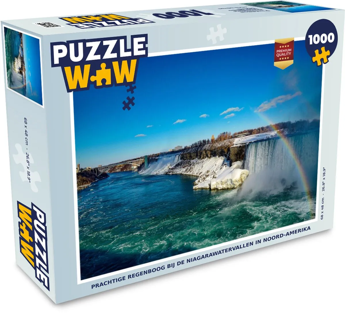 PuzzleWow Regenboog Niagarawaterval Legpuzzel 1000 Stuks - Multicolor