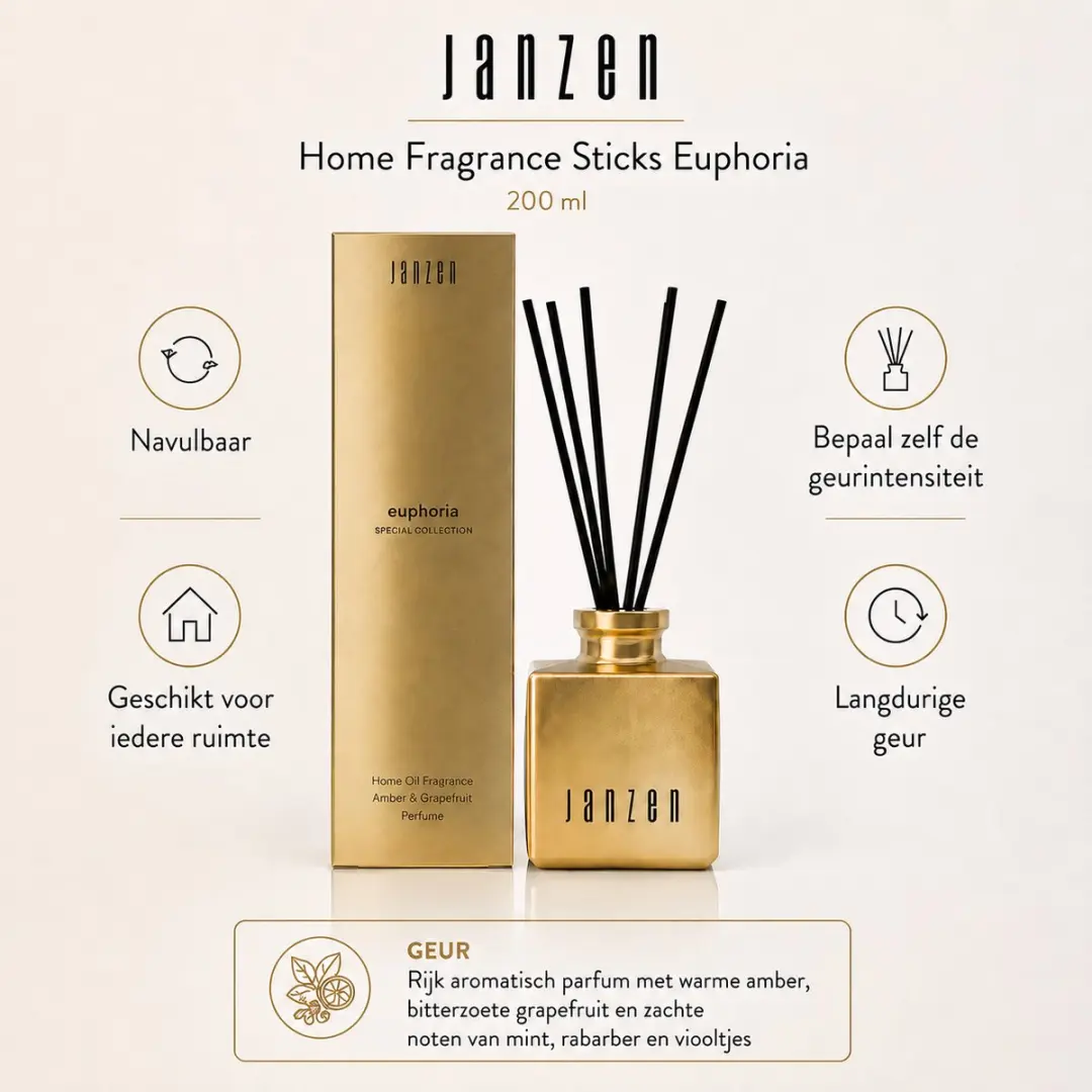Janzen Home Fragrance Sticks Euphoria - 200ml - Goud