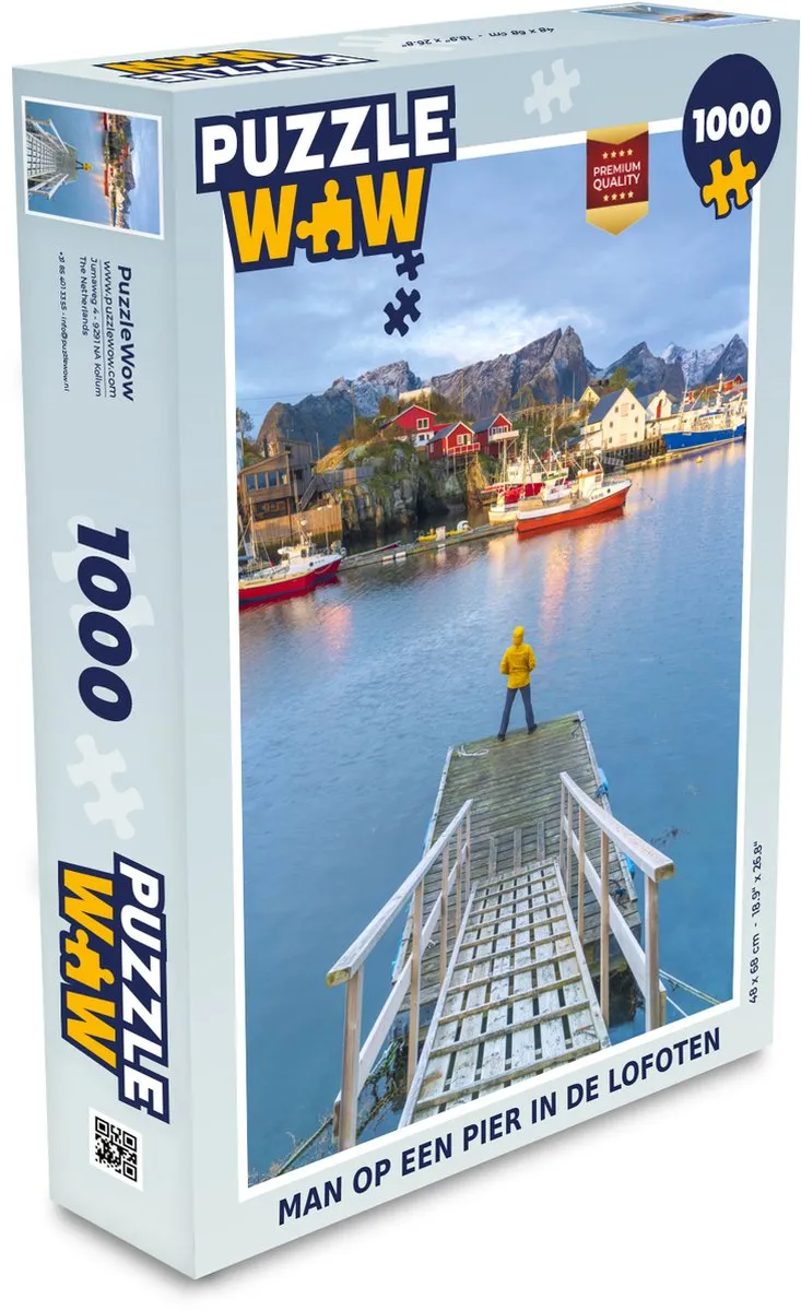 PuzzleWow Legpuzzel 1000 Stuks - Man op een pier in de Lofoten Multicolor