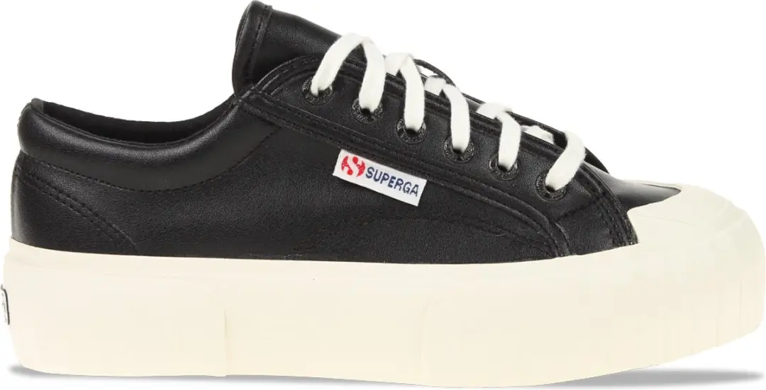Superga 631 Stripe Platform Vegan Leather Zwart Dames Maat 41