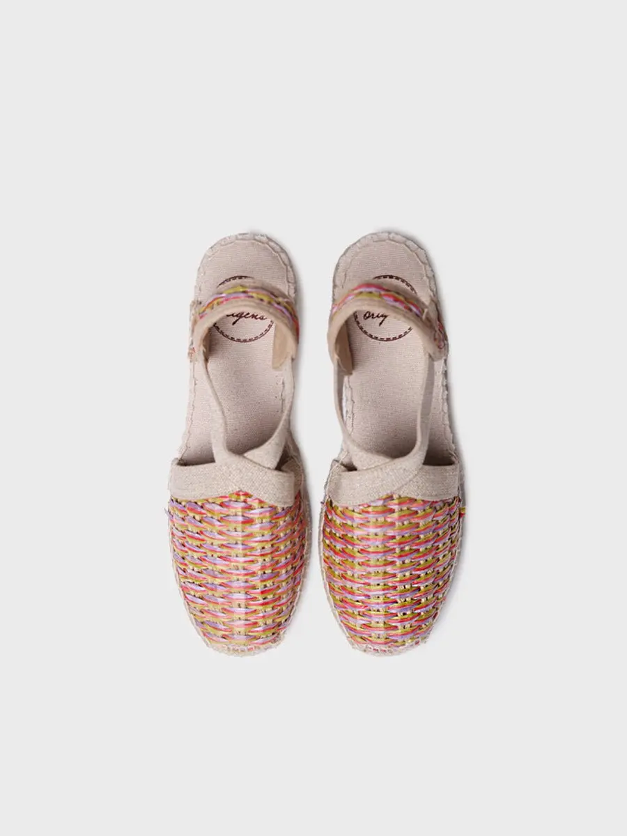 Vegan espadrilles voor dames van veelkleurig raffia