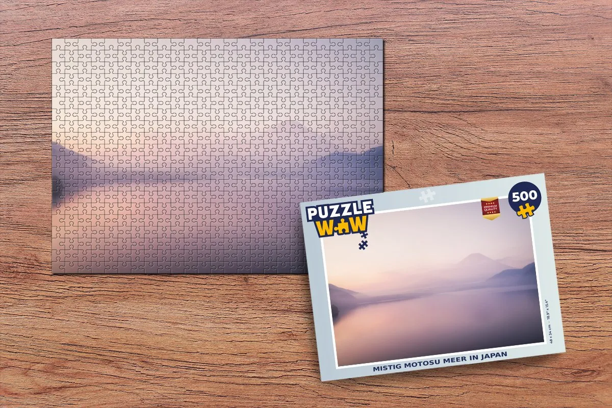 PuzzleWow Mistig Motosu Meer in Japan Legpuzzel 500 Stuks - Multicolor