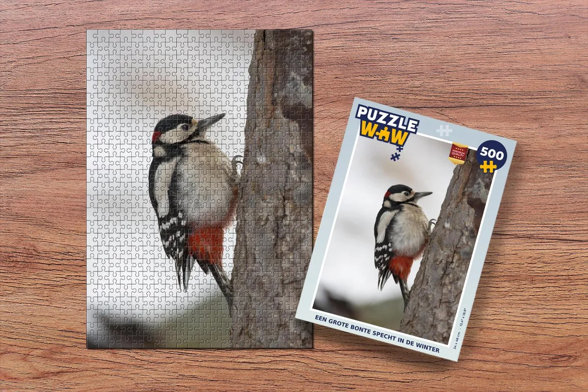 PuzzleWow Legpuzzel Een Grote Bonte Specht - 500 Stuks - Multicolor