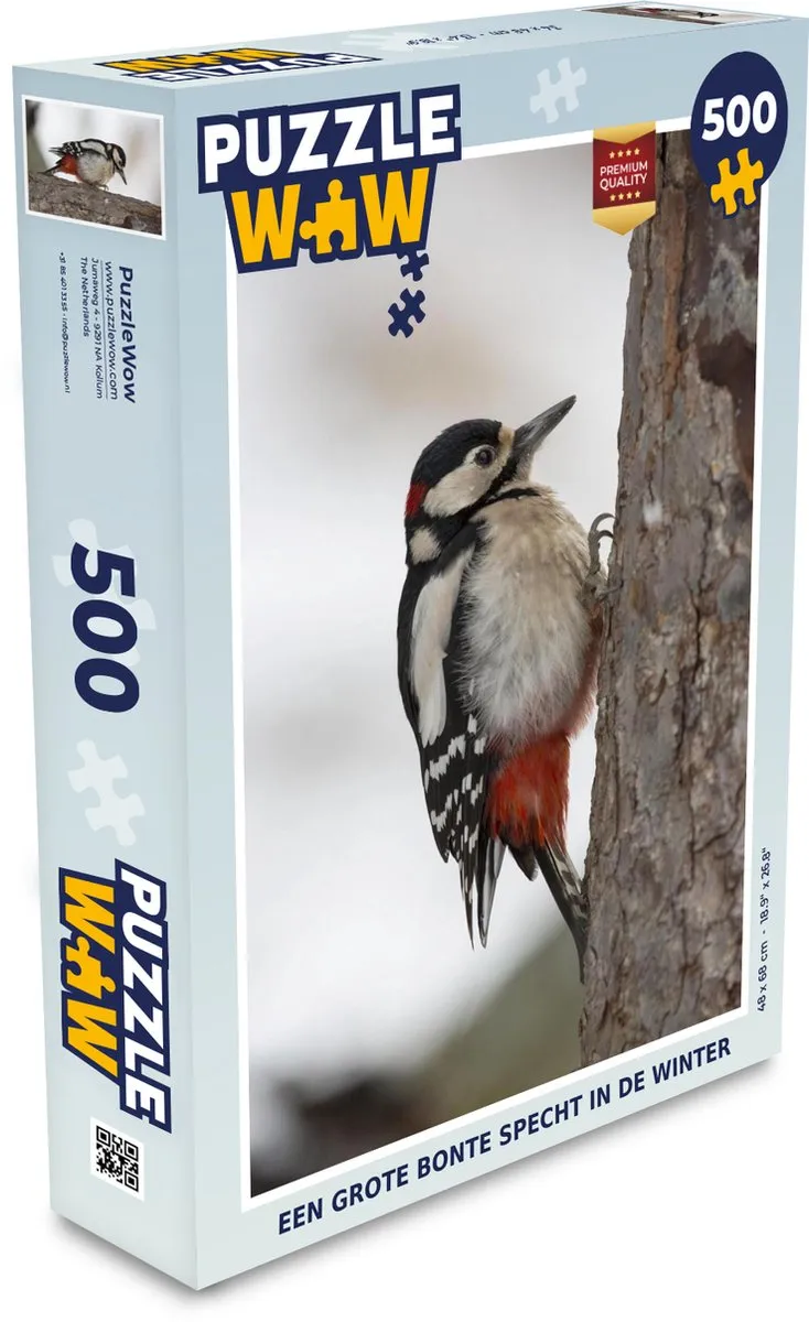PuzzleWow Legpuzzel Een Grote Bonte Specht - 500 Stuks - Multicolor