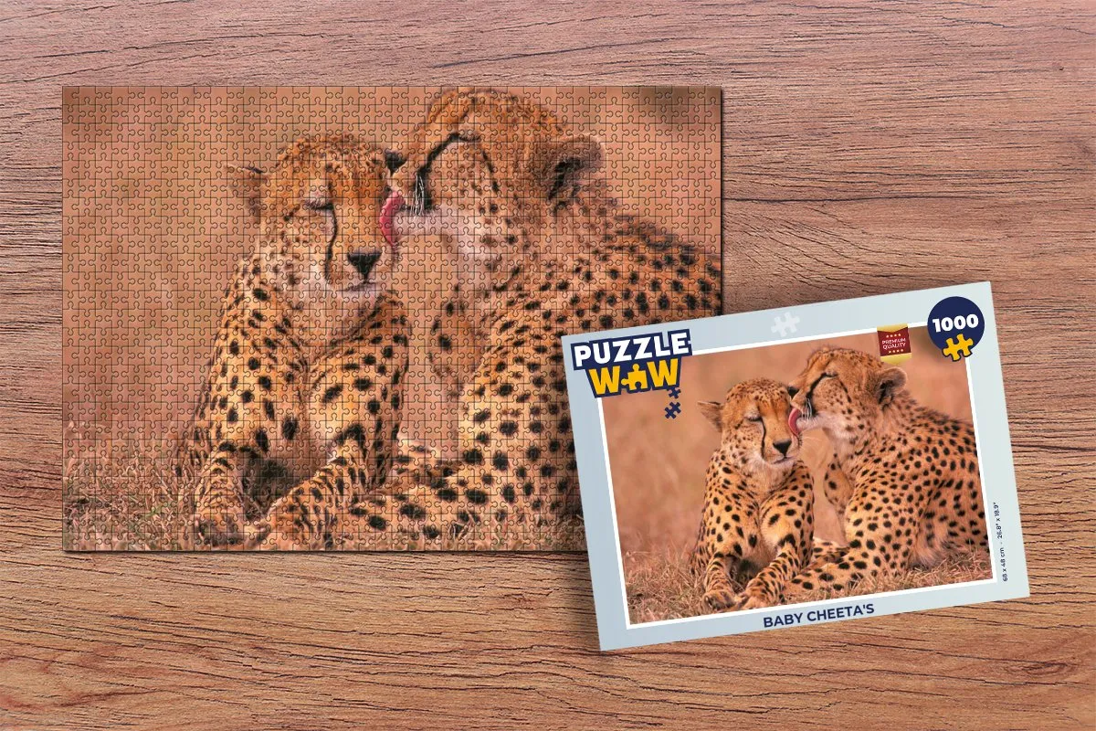 PuzzleWow Baby Cheeta's Legpuzzel 1000 Stuks - Multicolor
