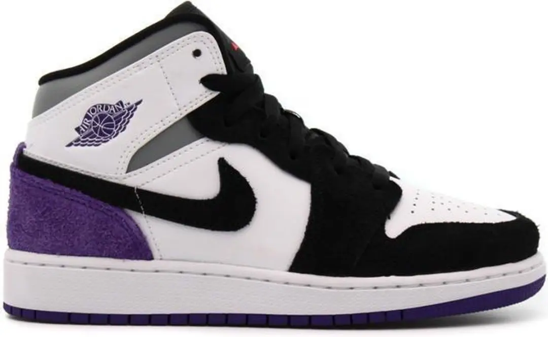 Nike Air Jordan 1 Mid SE (GS), White/Court Purple-Black, BQ6931 105, EUR 38.5