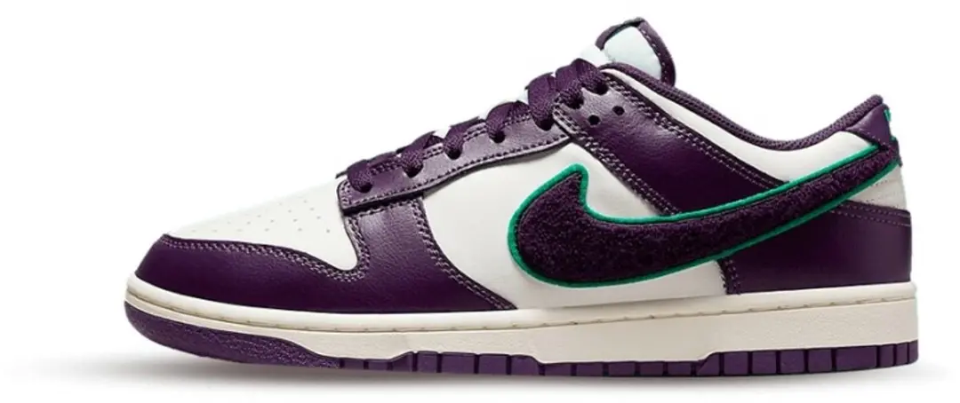 Nike Dunk Low Chenille Swoosh Sail Grand Purple