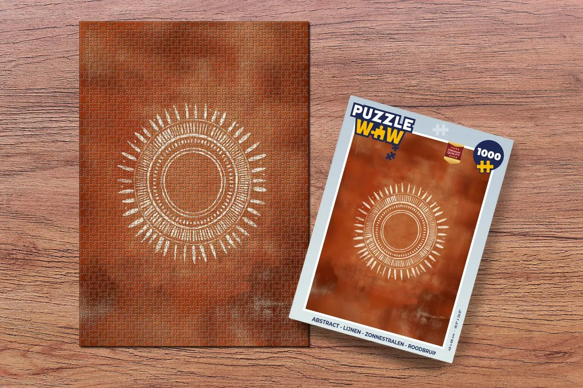 PuzzleWow Abstract Zonnestralen Legpuzzel 1000 Stuks - Roodbruin