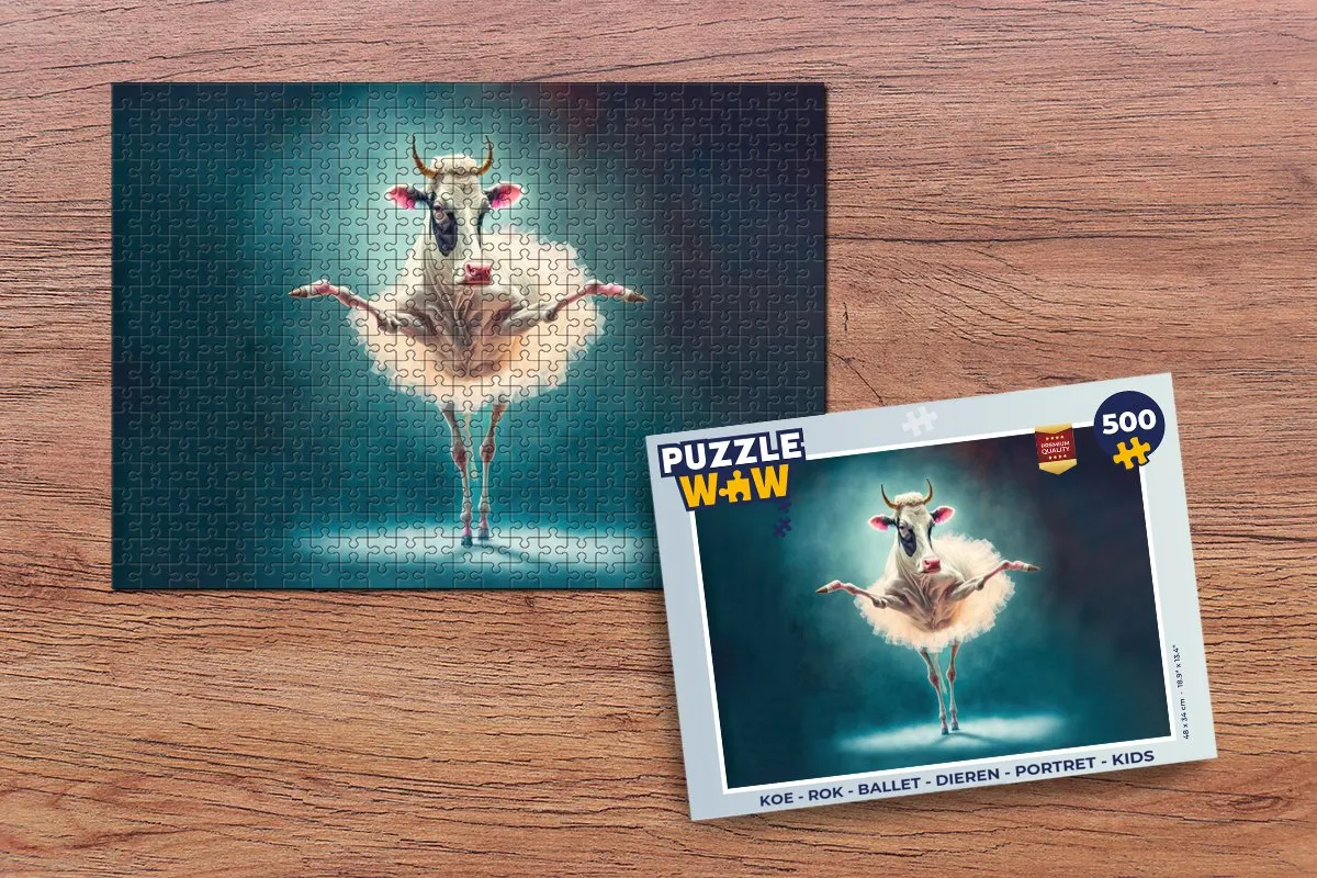 PuzzleWow Koe in Rok Ballet Dieren Portret Legpuzzel 500 Stuks - Multicolor