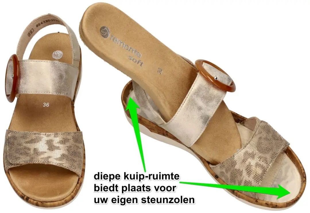 Remonte R6853 Dames Sandalen - Maat 41 - Goud - afbeelding 3 van 4