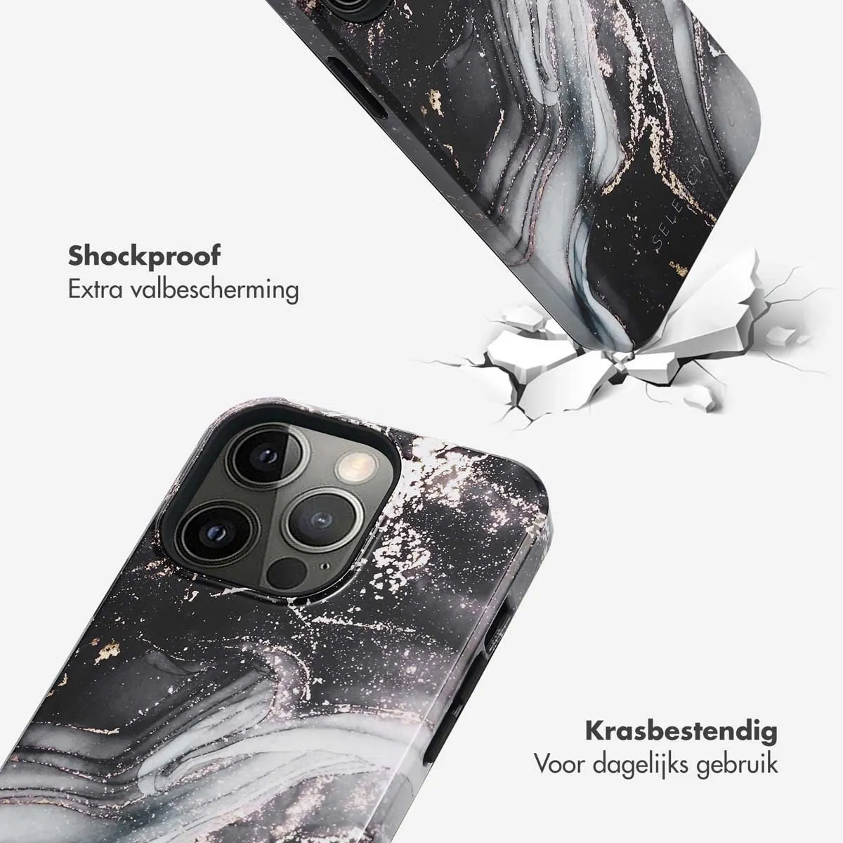 Selencia Hoesje iPhone 13 Pro Chic Marble Black