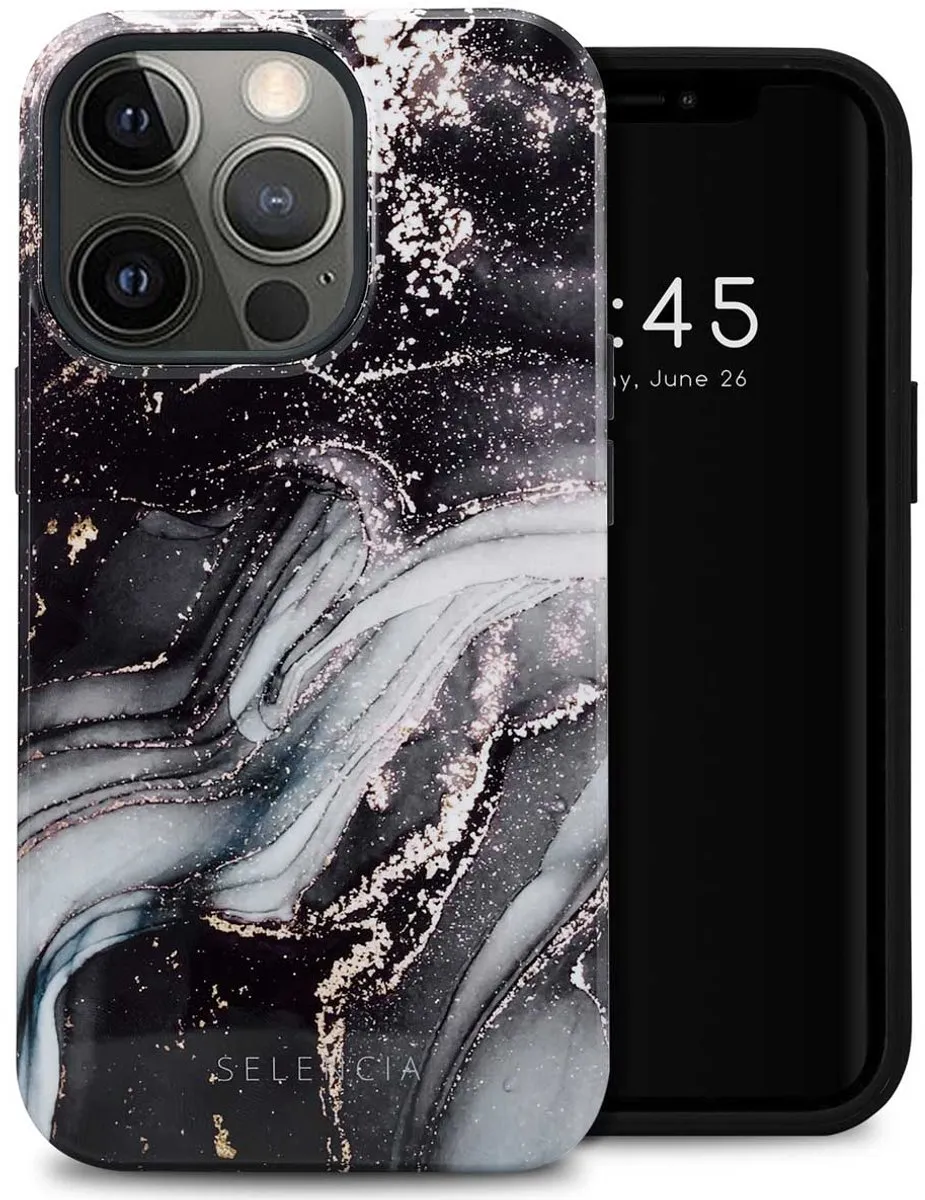 Selencia Hoesje iPhone 13 Pro Chic Marble Black