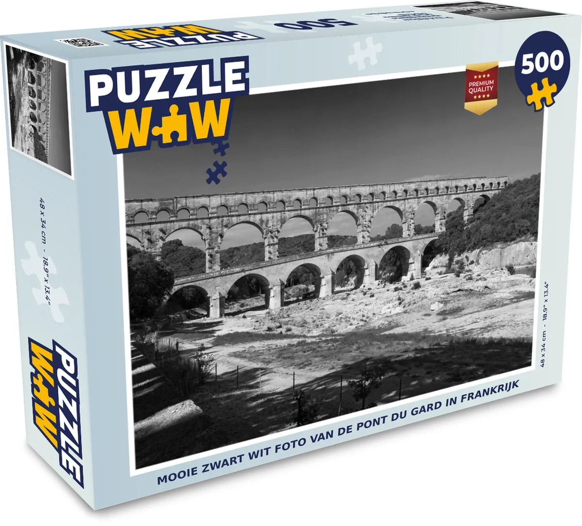 PuzzleWow Legpuzzel Pont du Gard 500 Stuks - Multicolor