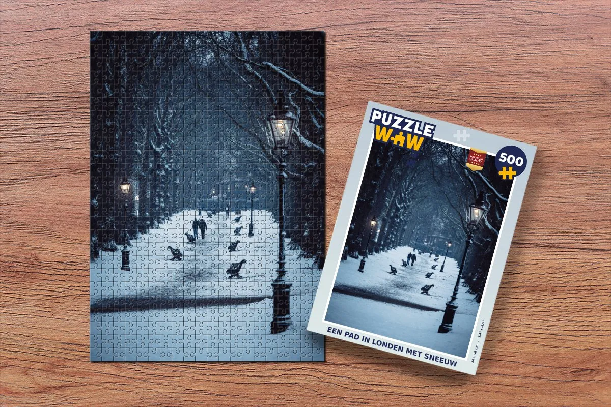PuzzleWow Legpuzzel Een pad in Londen met sneeuw 500 Stuks - Multicolor