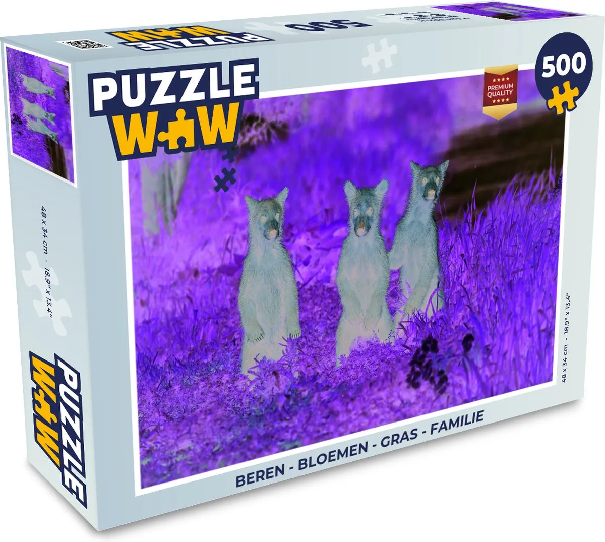 PuzzleWow Legpuzzel 500 Stuks - Bloemen/Gras/Familie - Multicolor