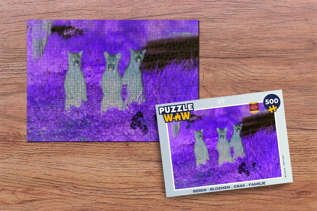 PuzzleWow Legpuzzel 500 Stuks - Bloemen/Gras/Familie - Multicolor