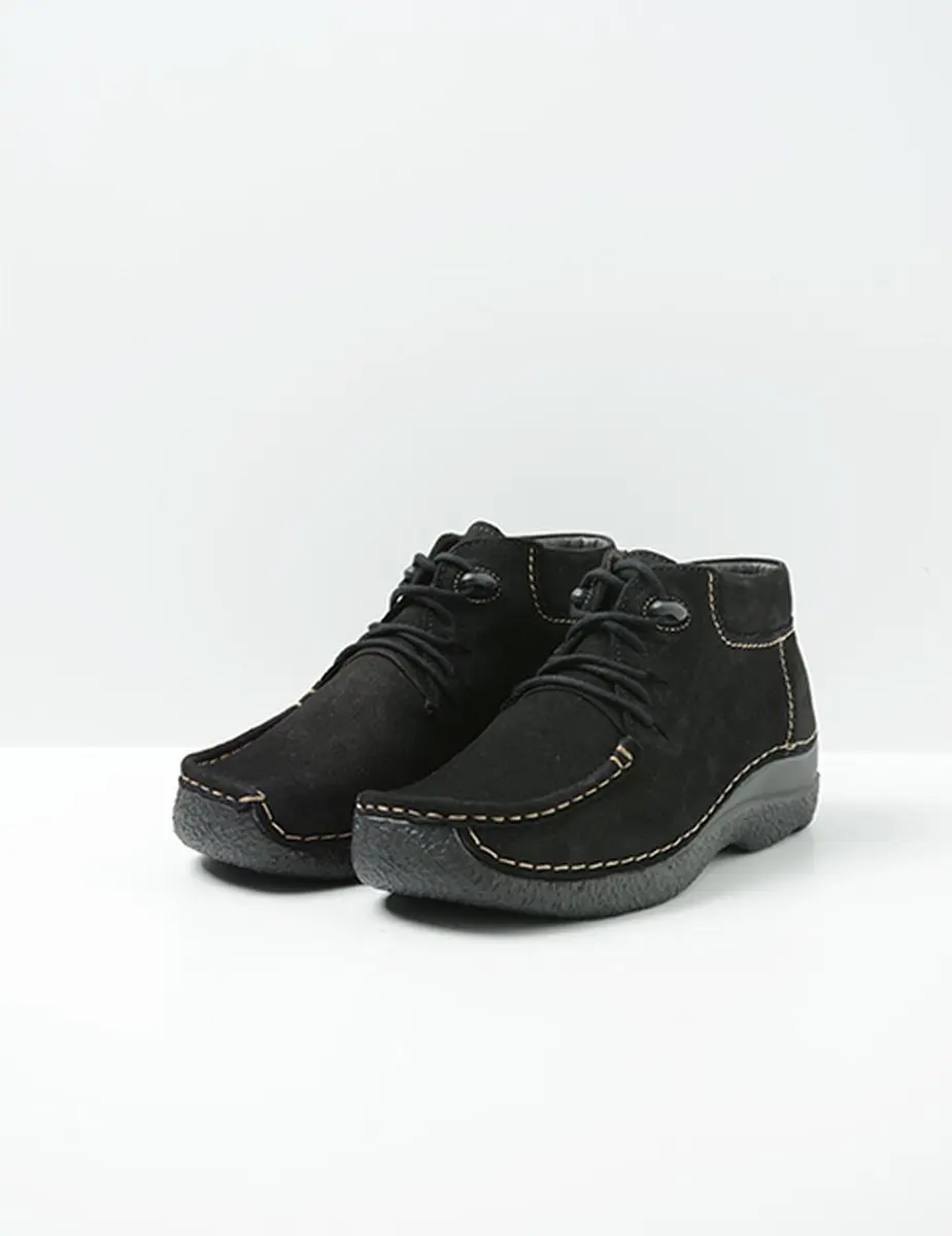 Wolky Seamy Moc Hoge Veterschoenen - Zwart Nubuck - afbeelding 5 van 6