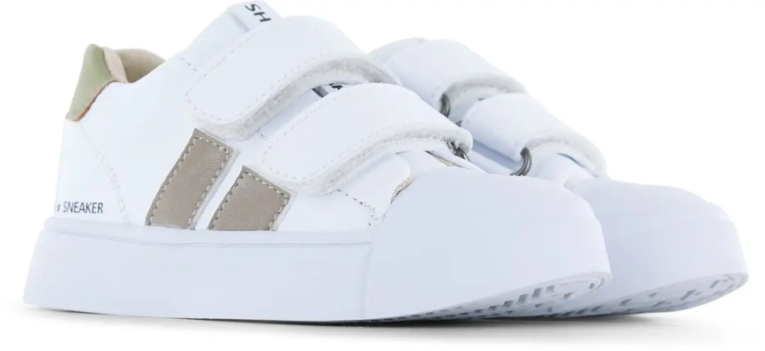 Shoesme Witte Sneaker Met Taupe Stripings - Maat 23 - afbeelding 4 van 6