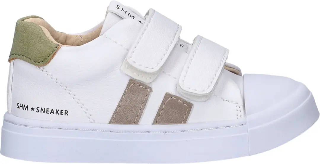Shoesme Witte Sneaker Met Taupe Stripings