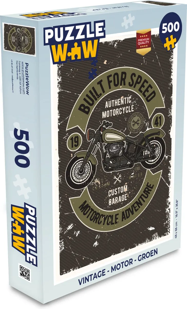 PuzzleWow Vintage Motor Legpuzzel 500 Stuks - Multicolor