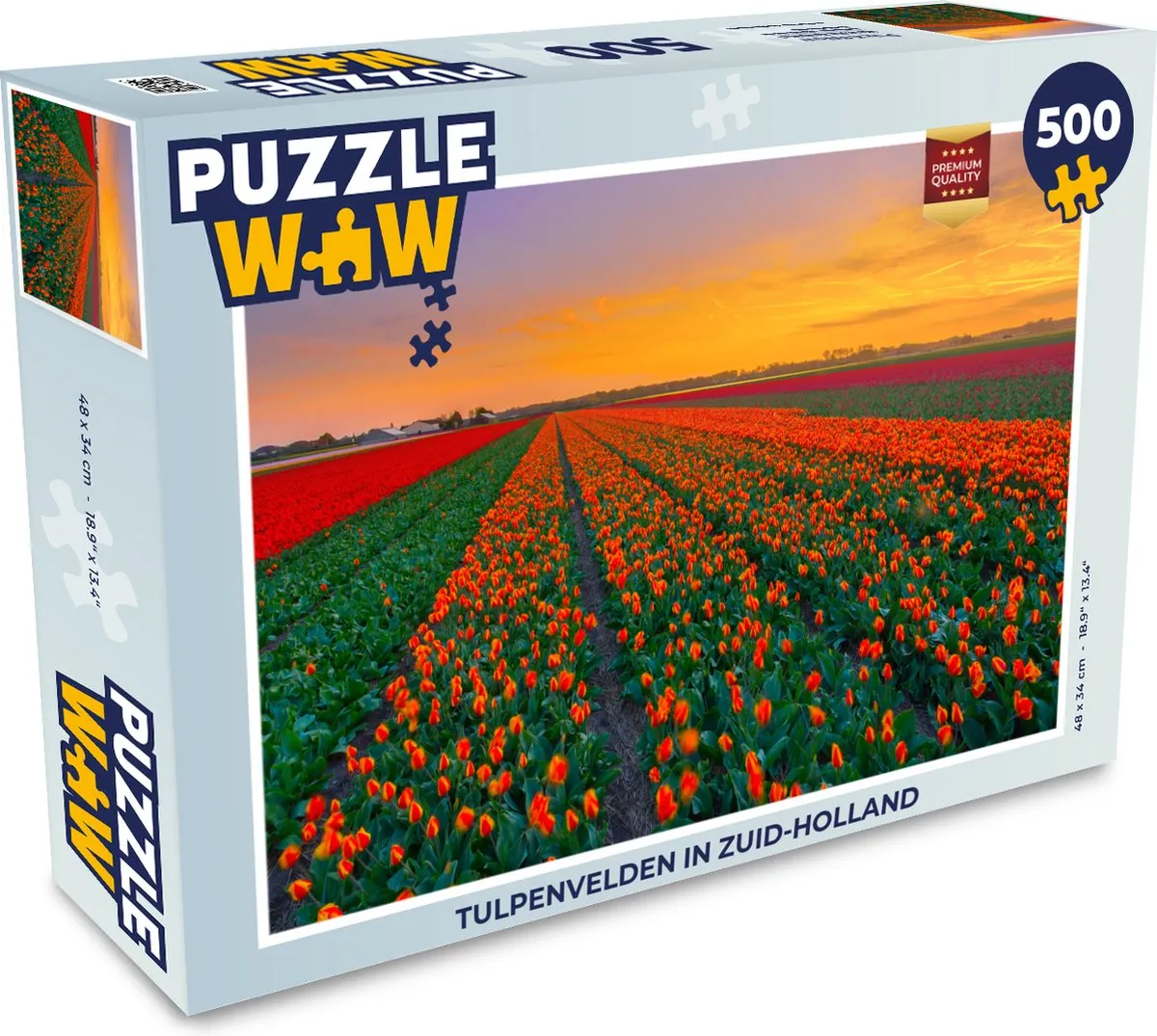PuzzleWow Legpuzzel Tulpenvelden Zuid-Holland 500 Stuks - Multicolor