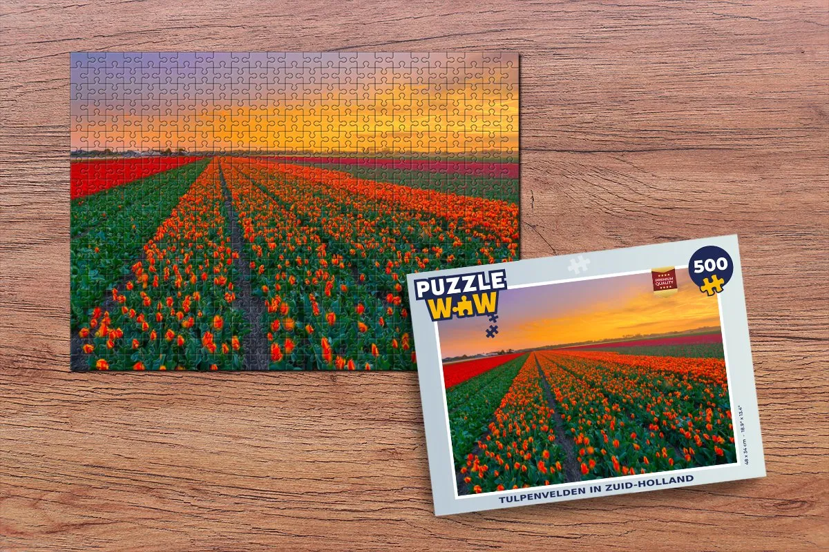 PuzzleWow Legpuzzel Tulpenvelden Zuid-Holland 500 Stuks - Multicolor