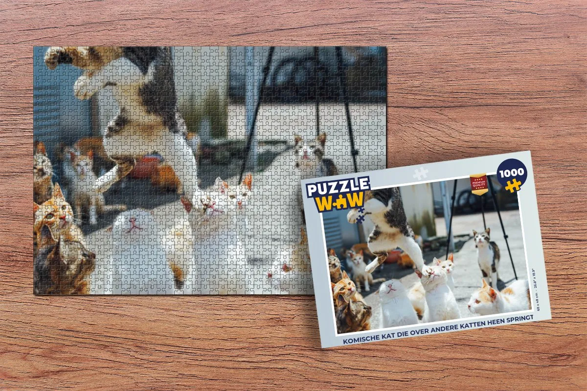 PuzzleWow Legpuzzel Komische Kat 1000 Stuks - Multicolor