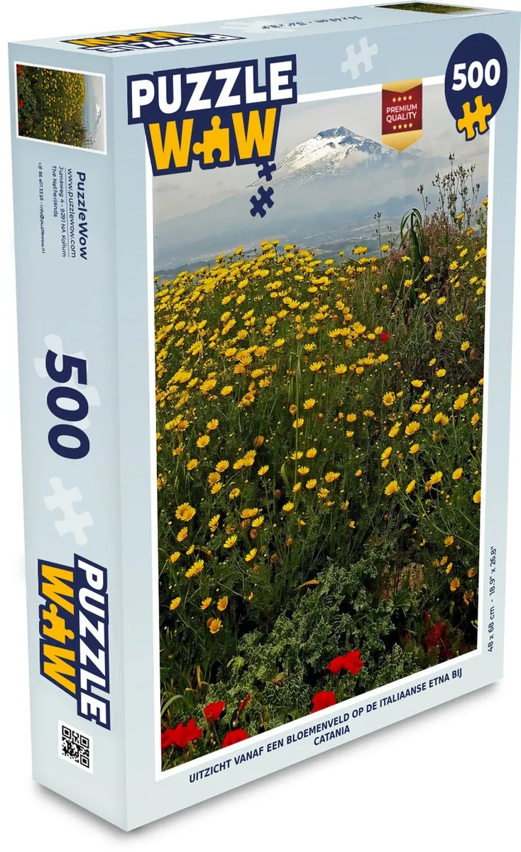 PuzzleWow Legpuzzel 500 Stuks - Uitzicht Etna bij Catania Multicolor