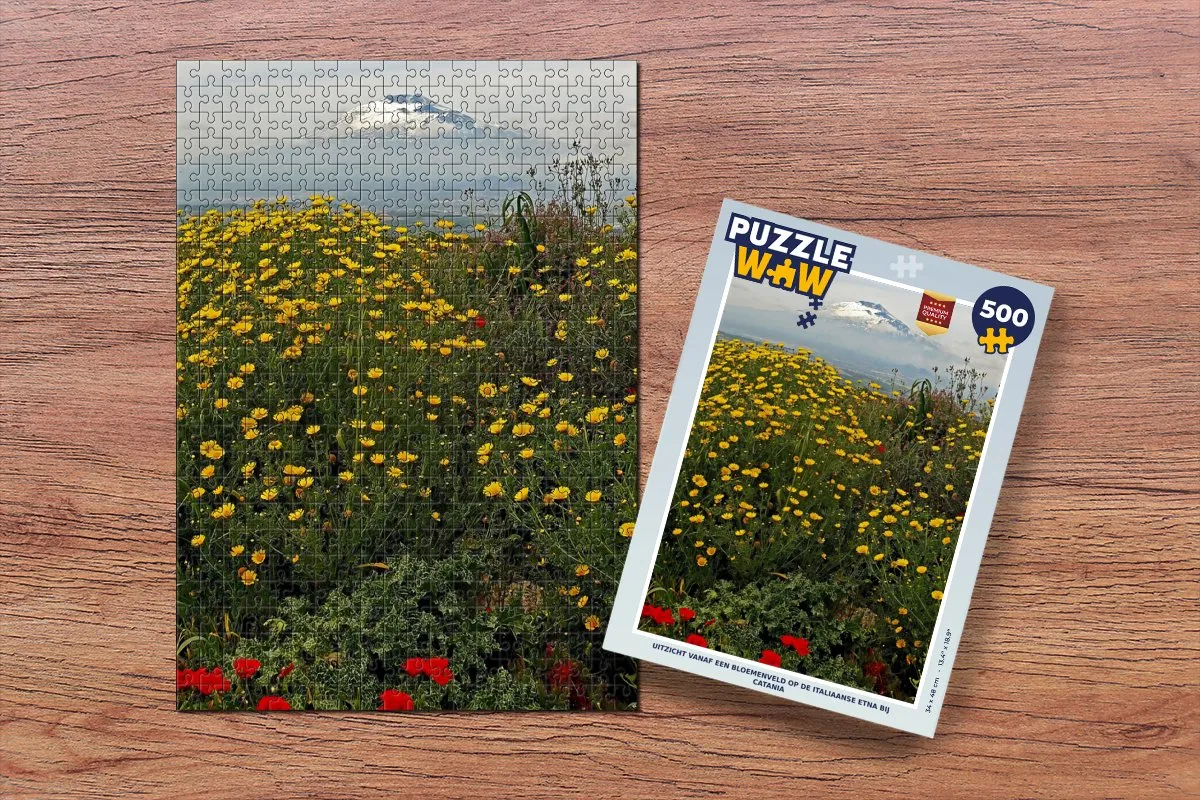 PuzzleWow Legpuzzel 500 Stuks - Uitzicht Etna bij Catania Multicolor