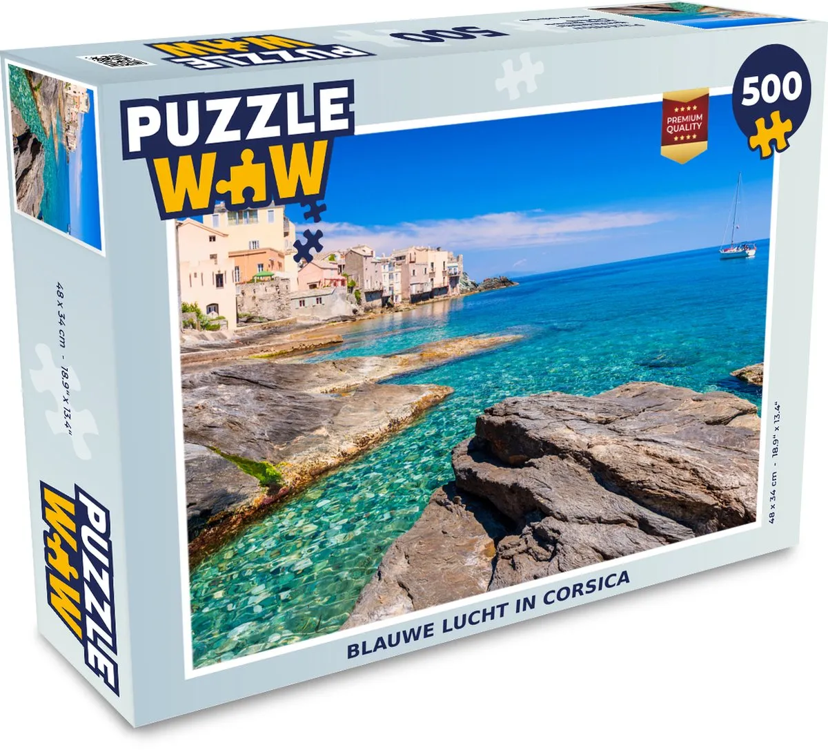 PuzzleWow Legpuzzel Blauwe lucht in Corsica 500 Stuks - MPN 6017016454424