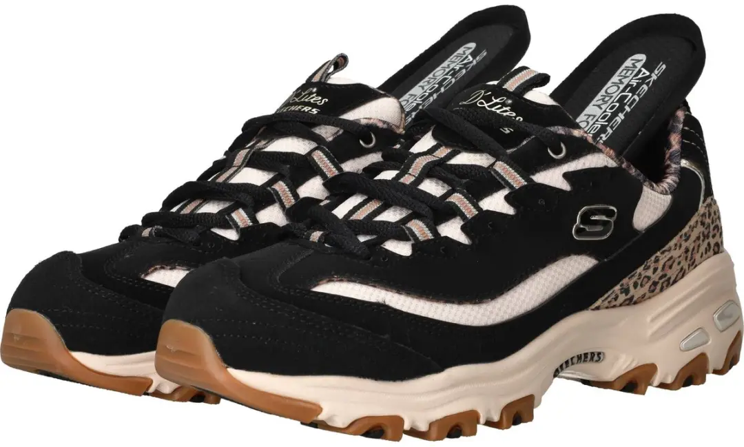 Skechers D'Lites Wild Charm Veterschoenen - Zwart/Multi - afbeelding 6 van 6