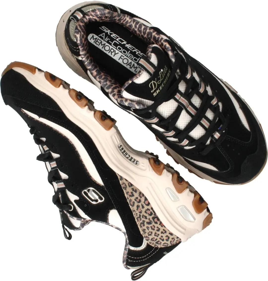 Skechers D'Lites Wild Charm Veterschoenen - Zwart/Multi - afbeelding 3 van 6