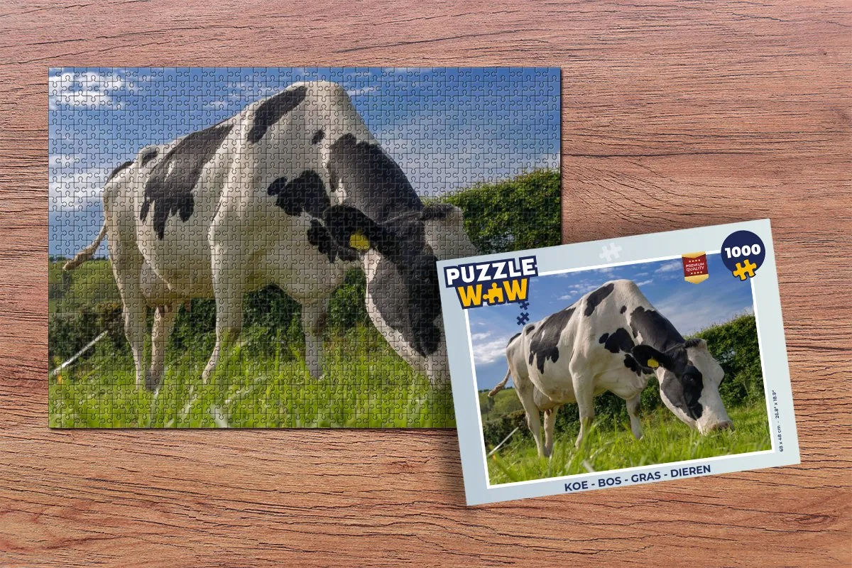PuzzleWow Koe in het Bos Legpuzzel 1000 Stuks - Multicolor