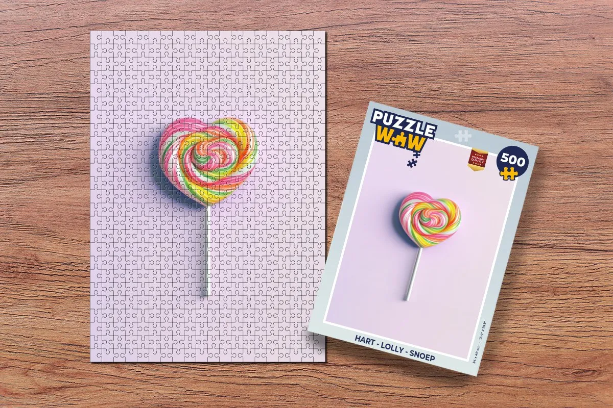 PuzzleWow Hart - Lolly Legpuzzel 500 Stuks - Roze