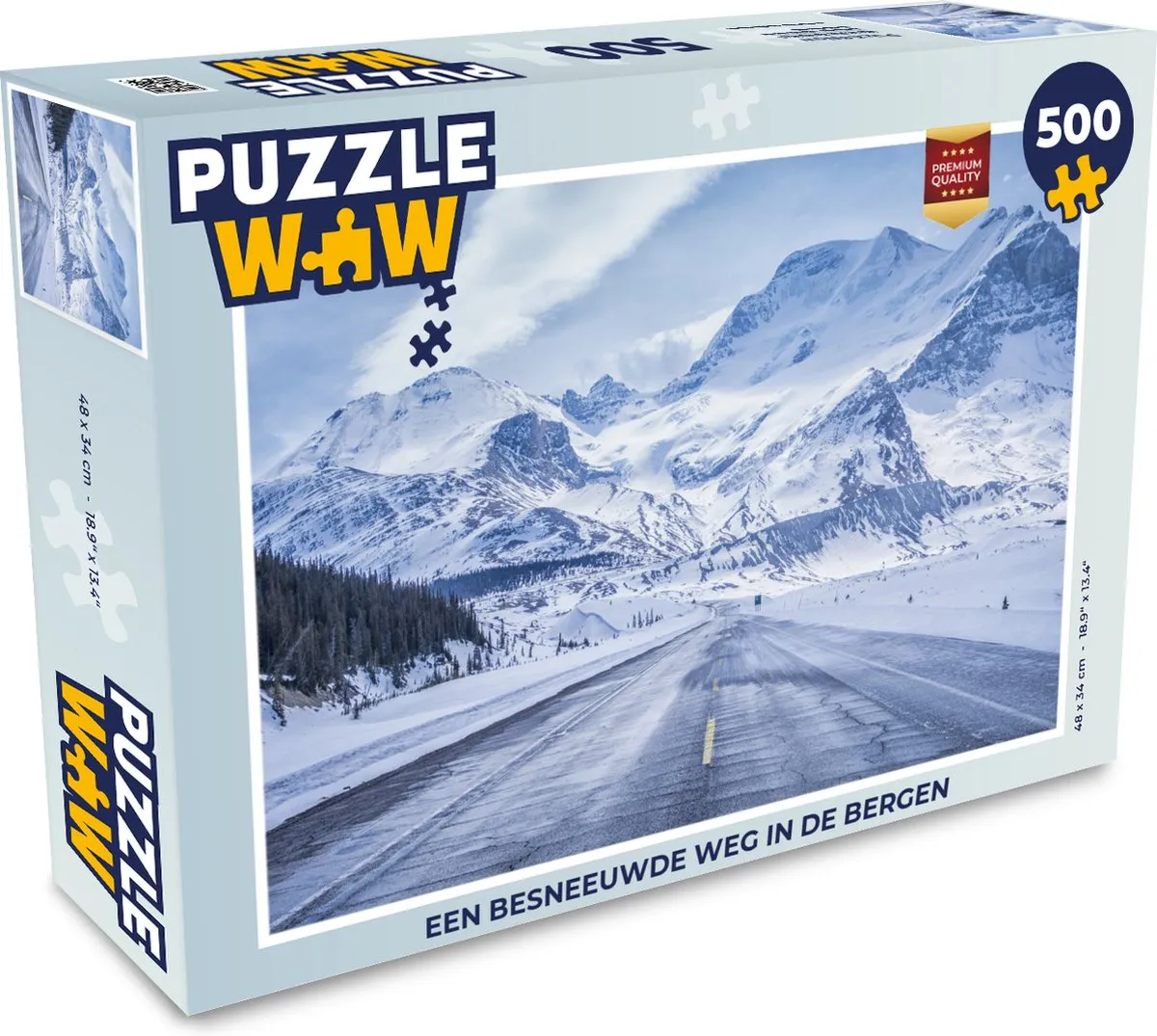 PuzzleWow Legpuzzel 500 Stuks - Besneeuwde Weg in de Bergen Multicolor